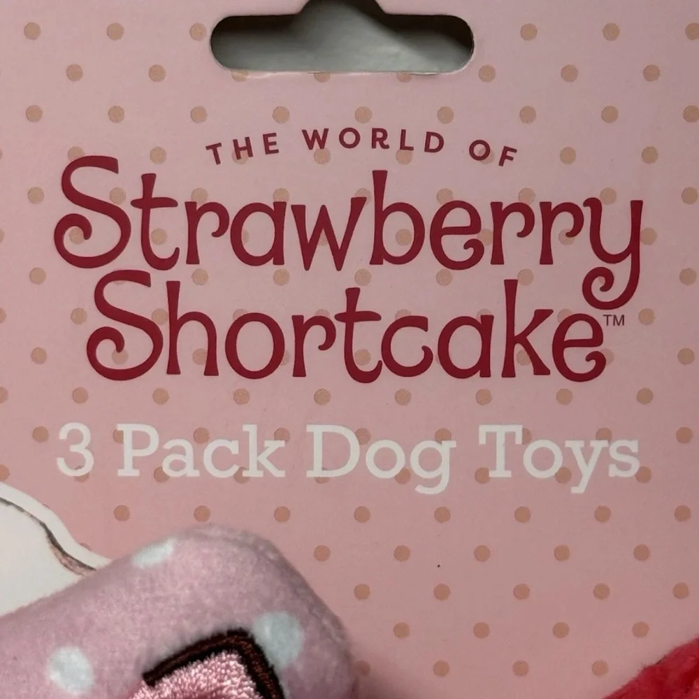 Strawberry Shortcake Dog Toys 3pk Stuffed With Squeaker